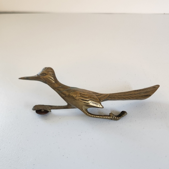 Vintage Solid Brass Roadrunner Bird Figure Sculpture 1970s 70s Decor Eclectic - Picture 1 of 7